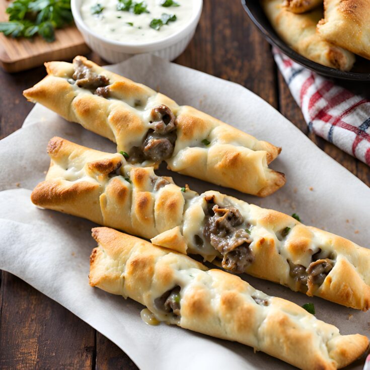 Philly Cheesesteak Stuffed Cheesy Breadsticks Recipe