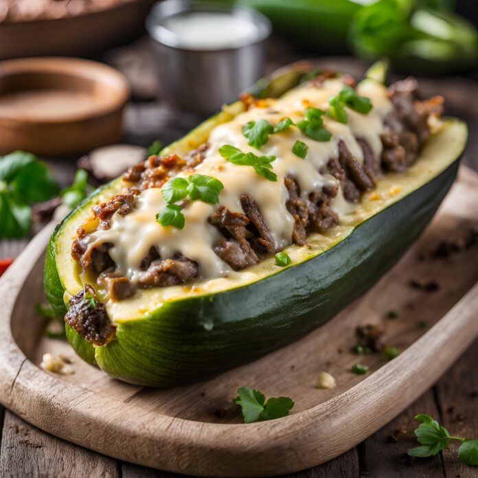 Philly Cheesesteak Stuffed Zucchini Boats Recipe