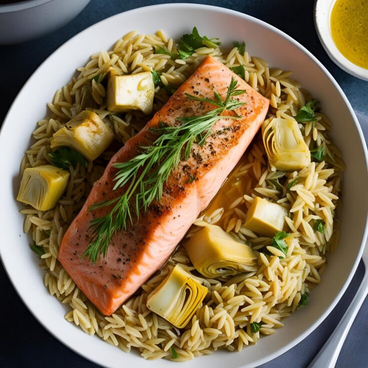 Salmon with Artichoke Orzo Recipe