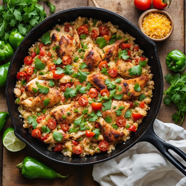 Salsa Chicken and Cauliflower Rice Skillet Recipe