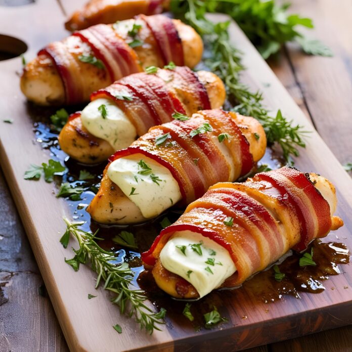 Bacon-Wrapped Cream Cheese Stuffed Chicken Breast Recipe