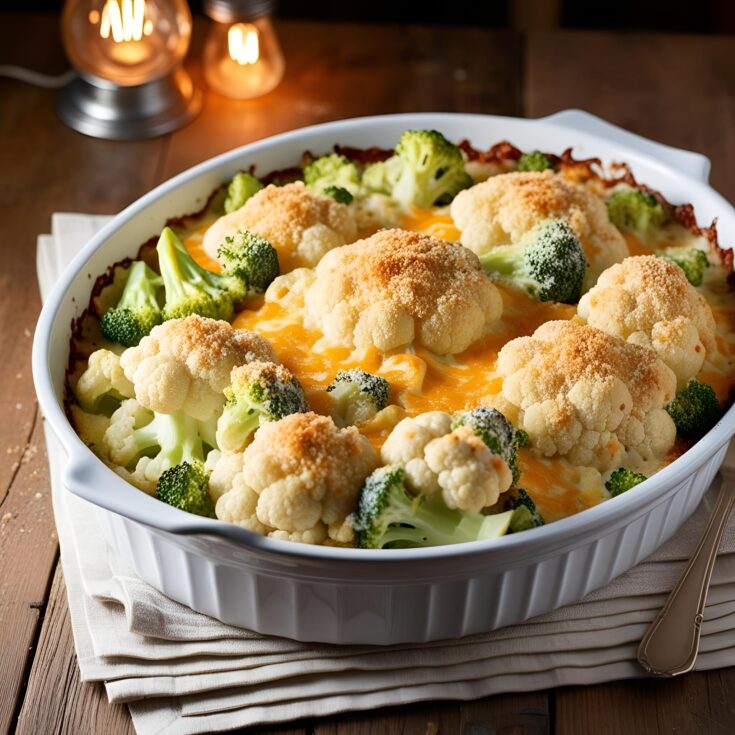 Cauliflower Broccoli Bake with Alfredo Recipe