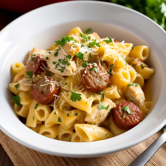 Cheesy Chicken and Sausage Pasta Recipe