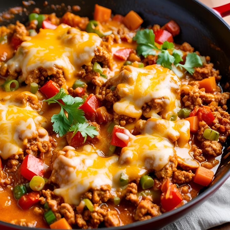 Cheesy Ground Chicken Skillet Recipe