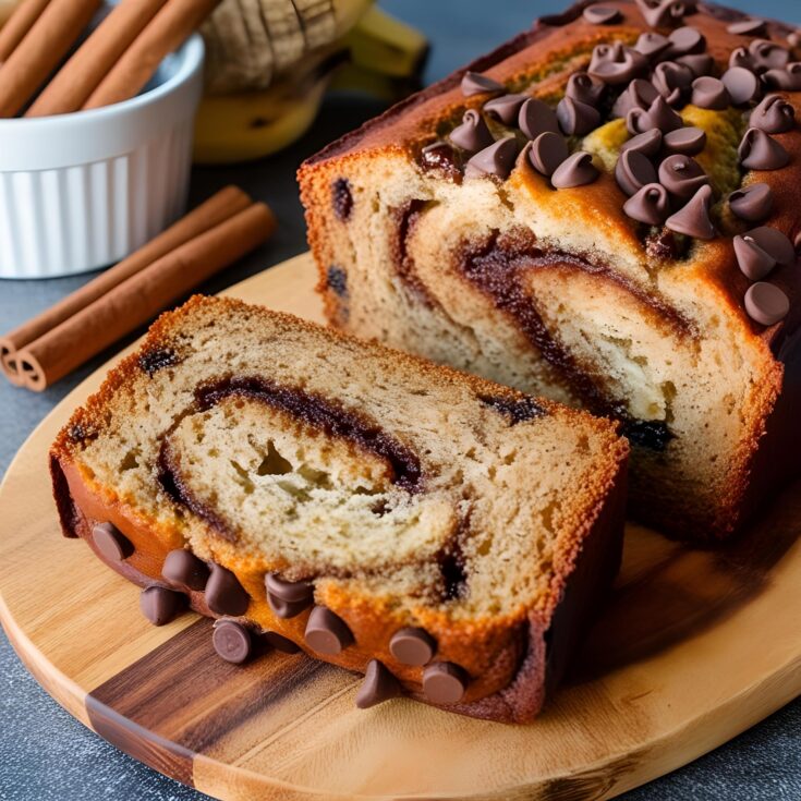 Chocolate Chip Cinnamon Swirl Banana Bread Recipe