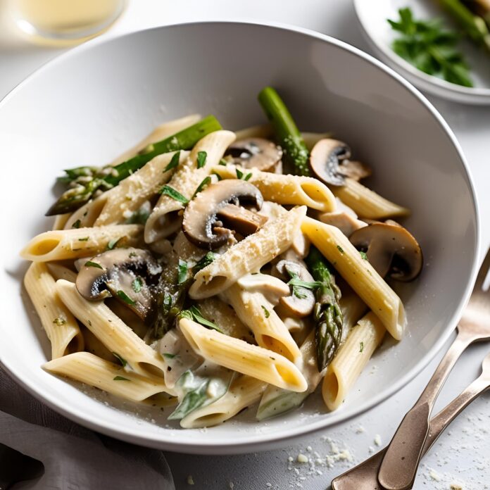 Creamy Mushroom and Asparagus Chicken Penne Recipe