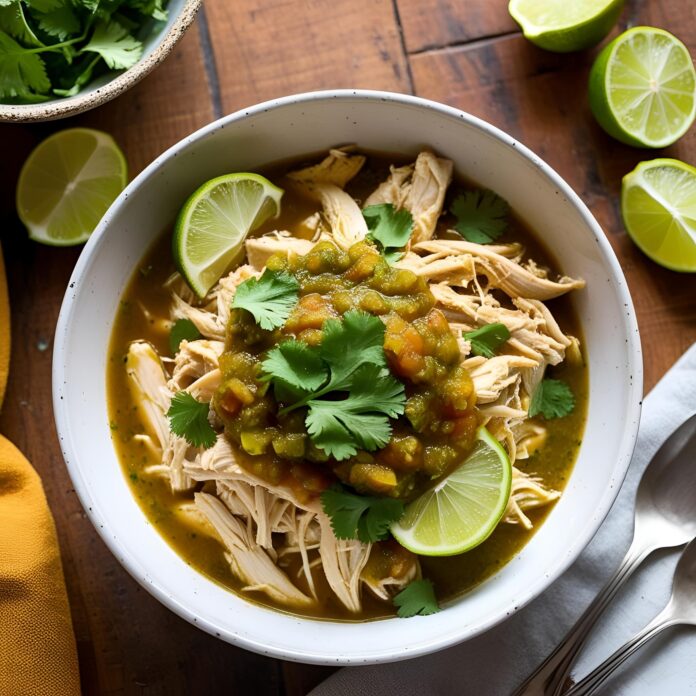 Crockpot Salsa Verde Chicken Tortilla Bowl Recipe