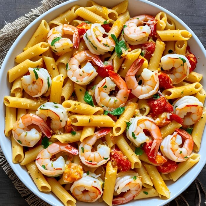 Garlic Shrimp Pasta Bake Recipe