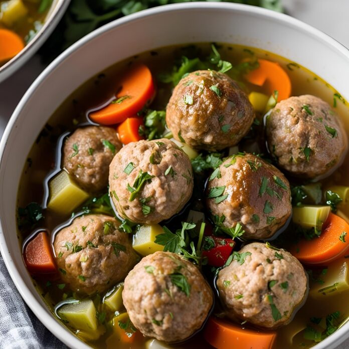 Italian Meatball Soup with Homemade Meatballs Recipe