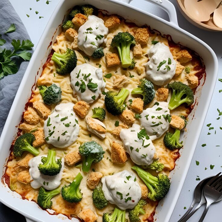 Keto Chicken and Broccoli Alfredo Casserole Recipe