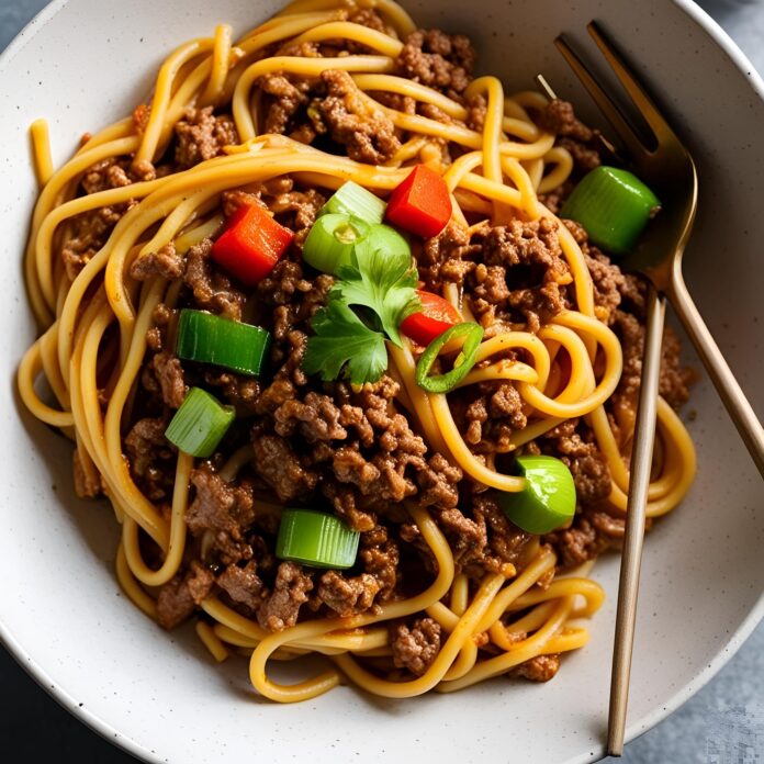 Mongolian Ground Beef Noodles Homemade Recipe