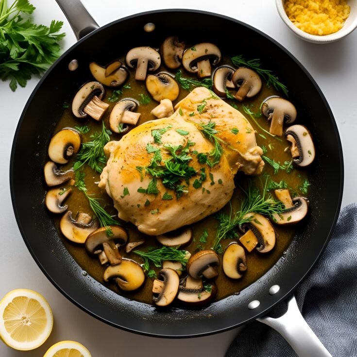 One Pan Chicken Garlic Mushroom Saute Recipe