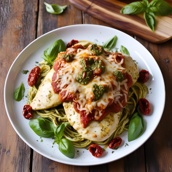 Pesto Sun Dried Tomato Chicken Parmesan Recipe