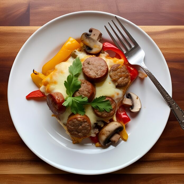 Sausage, Peppers, and Mushrooms Low-Carb Cheesy Bake Recipe