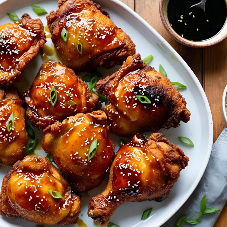 Soy Garlic Glazed Korean Fried Chicken Thighs Recipe