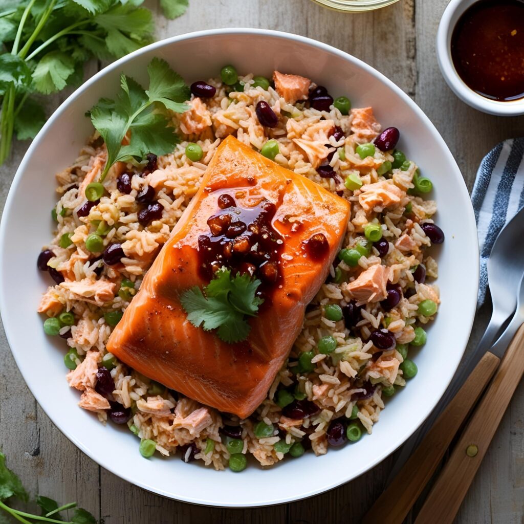 Spicy Chipotle Honey Salmon Rice Salad Recipe | Cheff Recipes