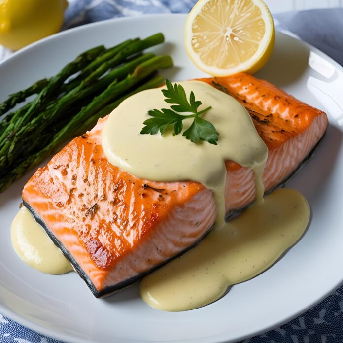 Baked Salmon with Lemon Butter Cream Sauce Recipe