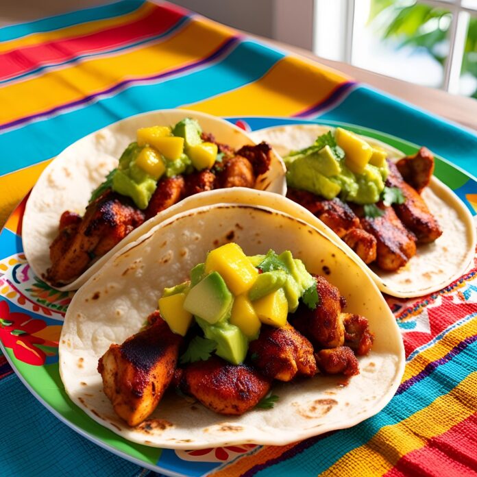 Blackened Chicken Tacos with Mango Avocado Salsa Recipe