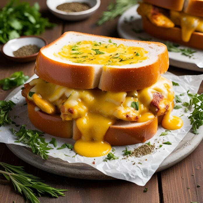 Cheesy Chicken Garlic Bread Sandwich Recipe