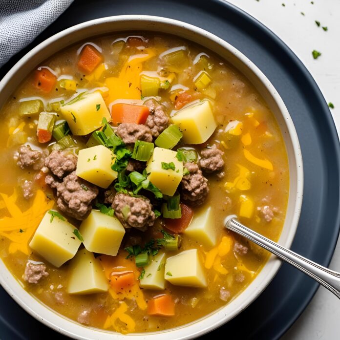 Cheesy Hamburger Potato Soup Recipe