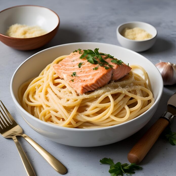 Creamy Garlic Salmon Pasta Recipe