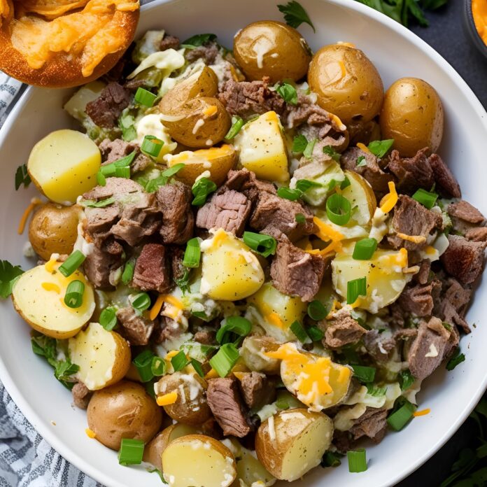 Crockpot Cheesesteak Potato Casserole Recipe