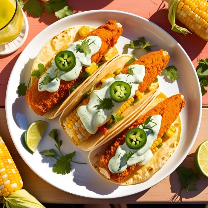 Fried Chicken Street Corn Tacos With Jalapeno Lime Ranch Recipe