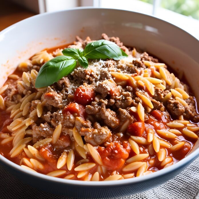 Ground Beef Orzo in Creamy Tomato Sauce Recipe