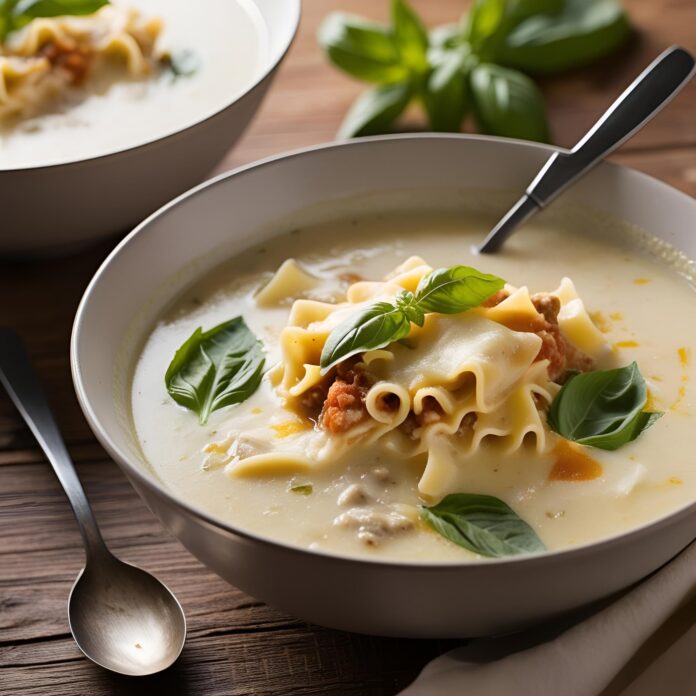 Homemade Creamy White Lasagna Soup Recipe