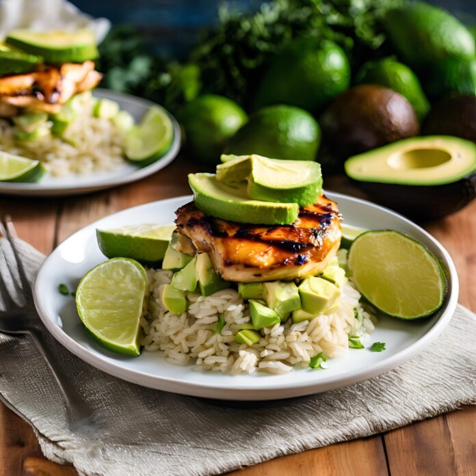 Honey Lime Chicken and Avocado Rice Stack Recipe