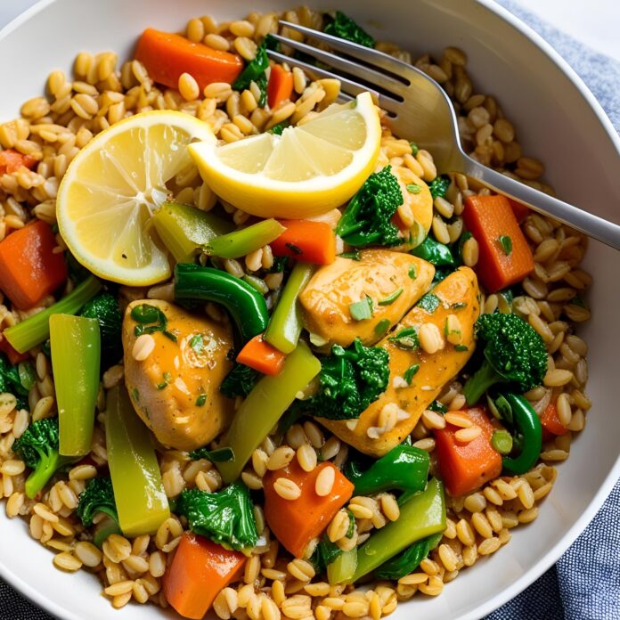 Lemon Chicken and Veggie Barley Stir Fry Recipe
