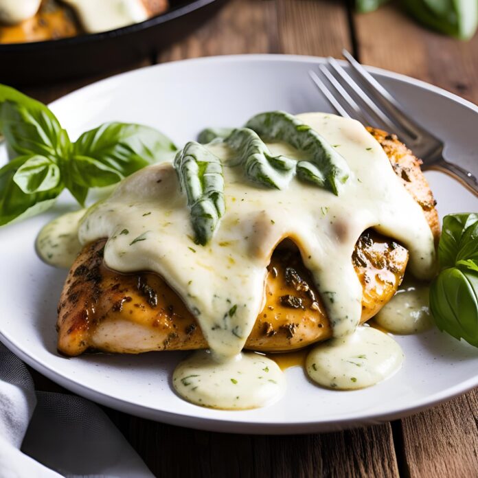 Mozzarella Chicken in Basil Cream Sauce Recipe