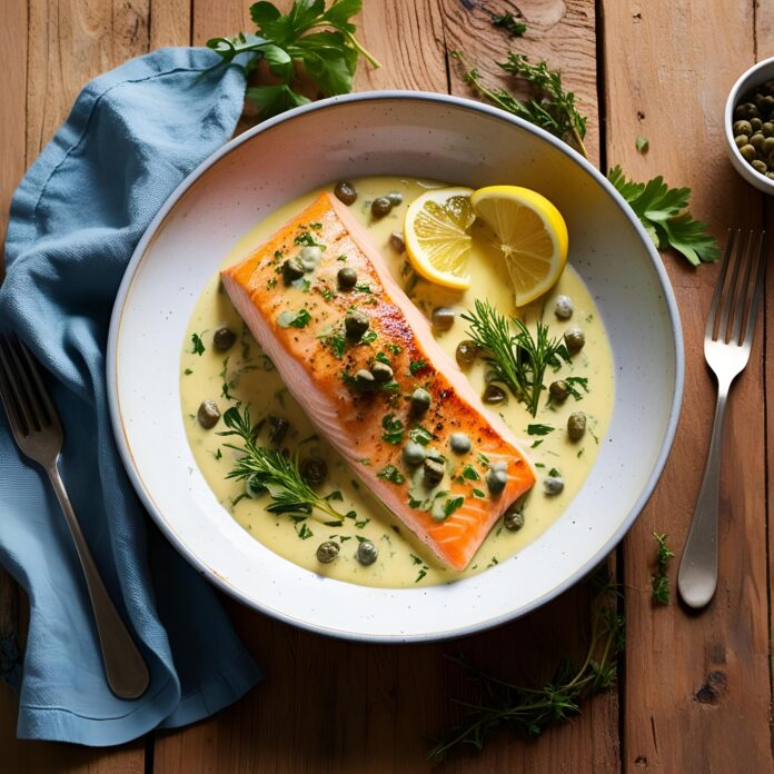 One Pan Creamy Lemon Caper Butter Salmon Recipe
