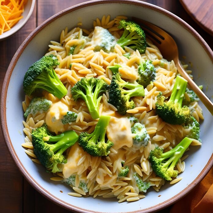 One Pot Broccoli Cheese Orzo Recipe