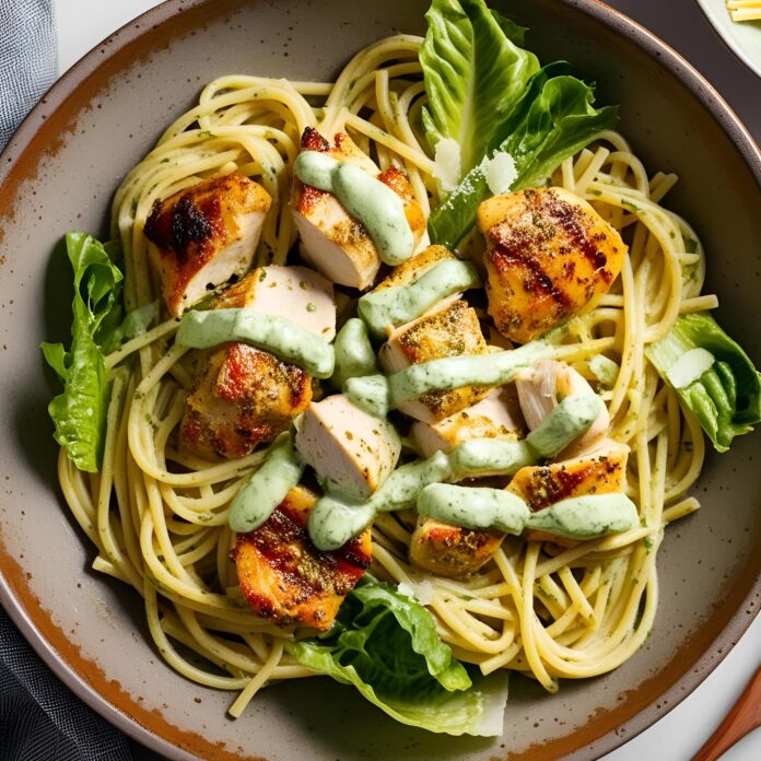 One Pot Chicken Caesar Pesto Pasta Recipe