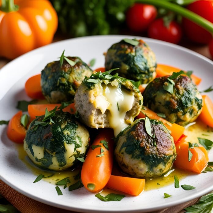 Spinach Garlic Meatballs Stuffed Recipe
