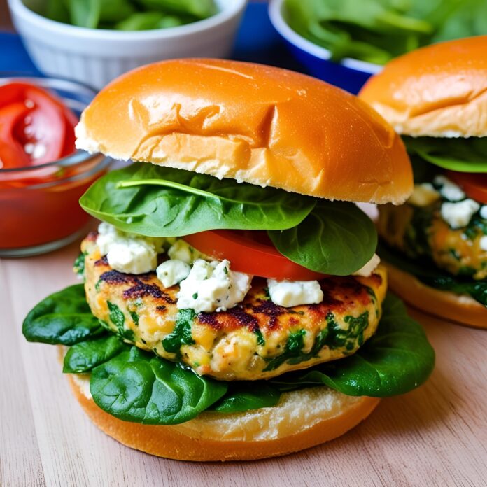 Spinach and Feta Chicken Burgers Recipe