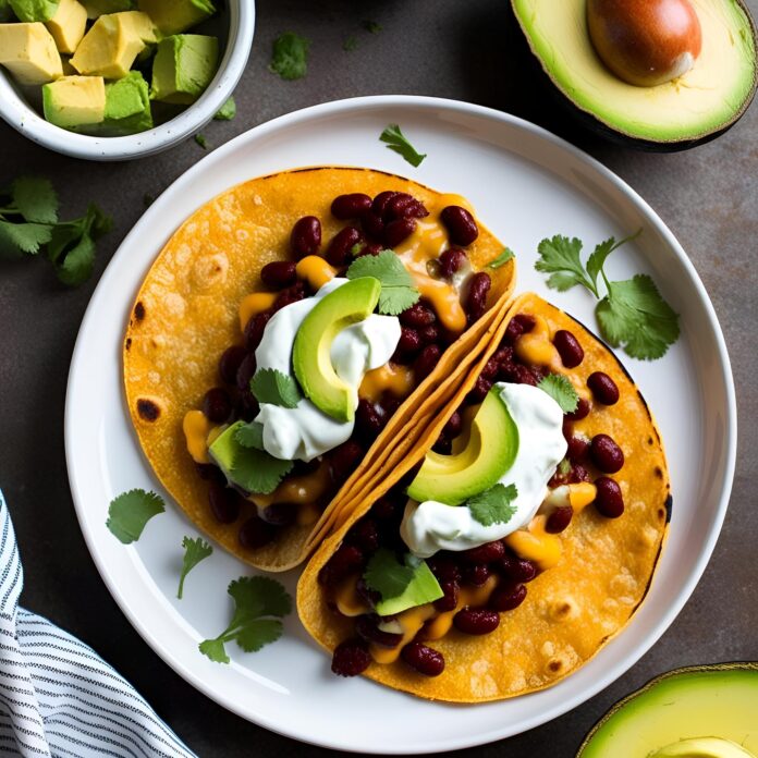 Baked Crispy Bean and Cheese Tacos with Avocado Crema Recipe