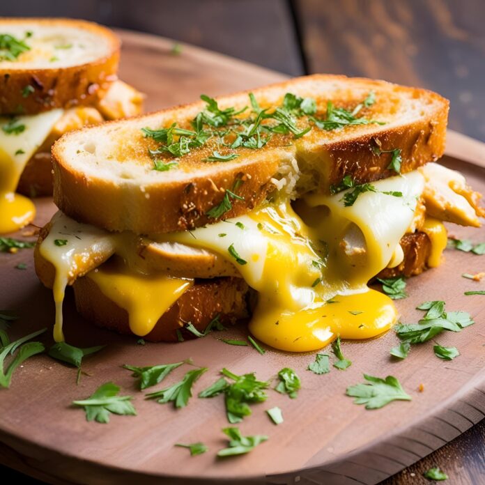 Best Cheesy Chicken Garlic Bread Sandwich Recipe