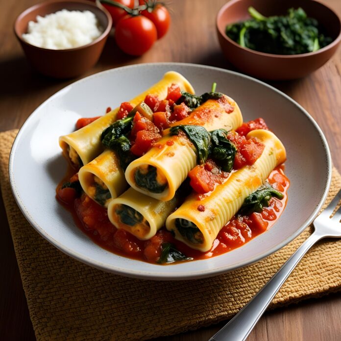 Cannelloni with Spinach and Tomato Sauce Recipe