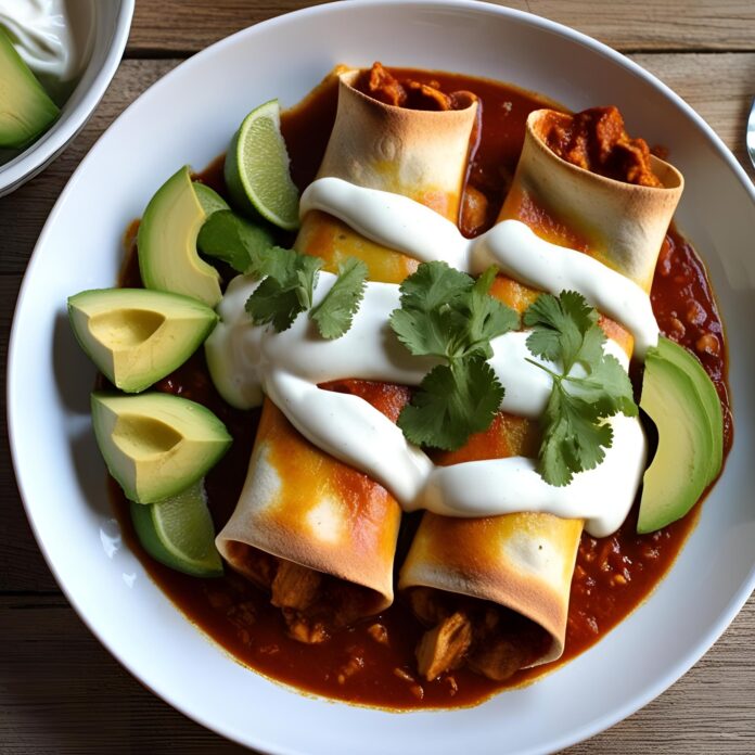 Chicken Enchiladas with Sour Cream White Sauce Recipe