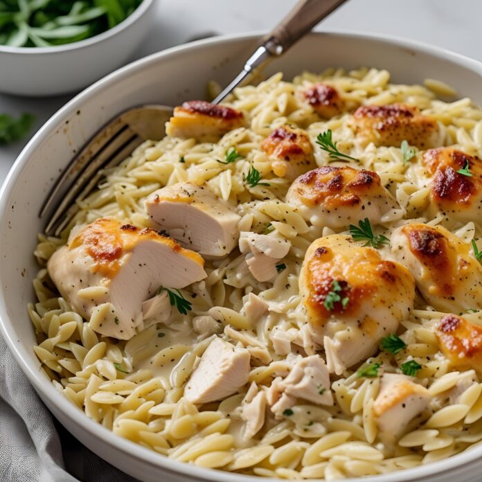 Creamy Chicken Orzo Bake Recipe