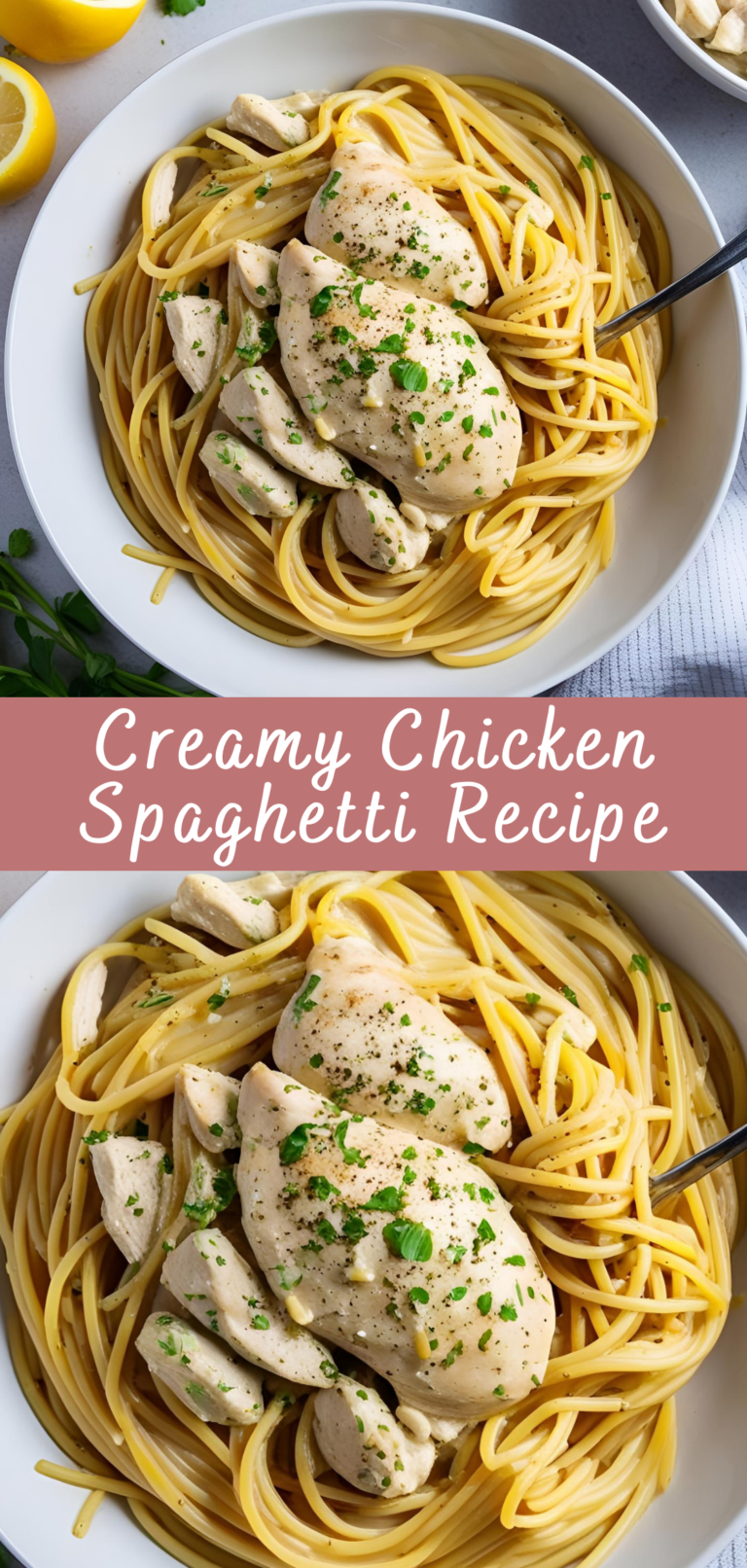 Serene Creamy Chicken Spaghetti Recipe Scene Concept Serene Creamy Chicken Spaghetti Recipe Scene Concept