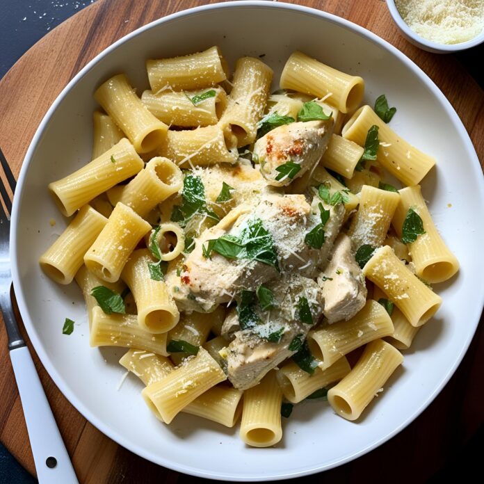 Creamy Garlic Butter Chicken Rigatoni with Parmesan Recipe