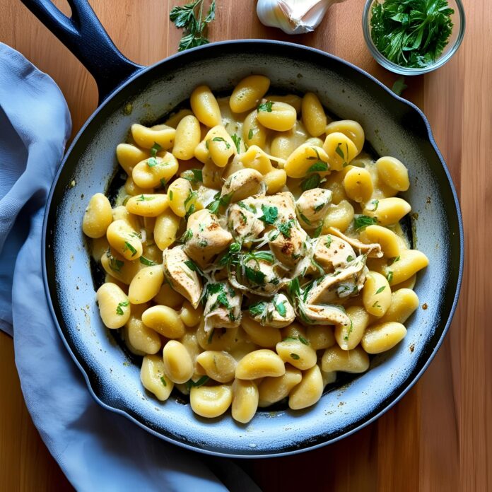 Creamy Garlic Chicken Gnocchi Skillet Recipe