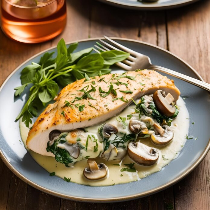 Creamy Mushroom and Spinach Stuffed Chicken Breast Recipe