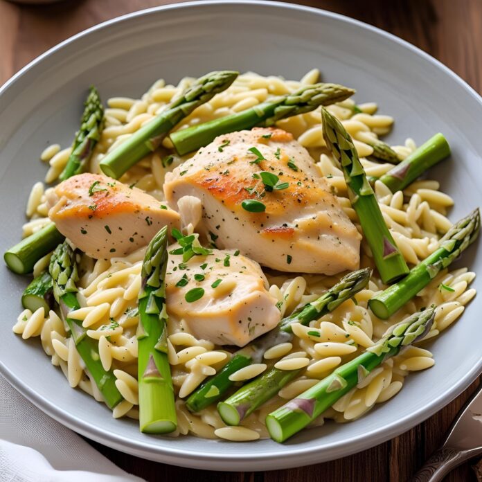 Creamy Parmesan Orzo with Chicken and Asparagus Recipe