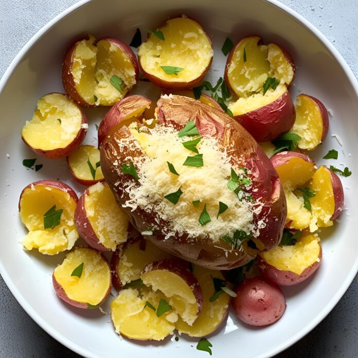 Crispy Garlic Parmesan Smashed Potatoes Recipe