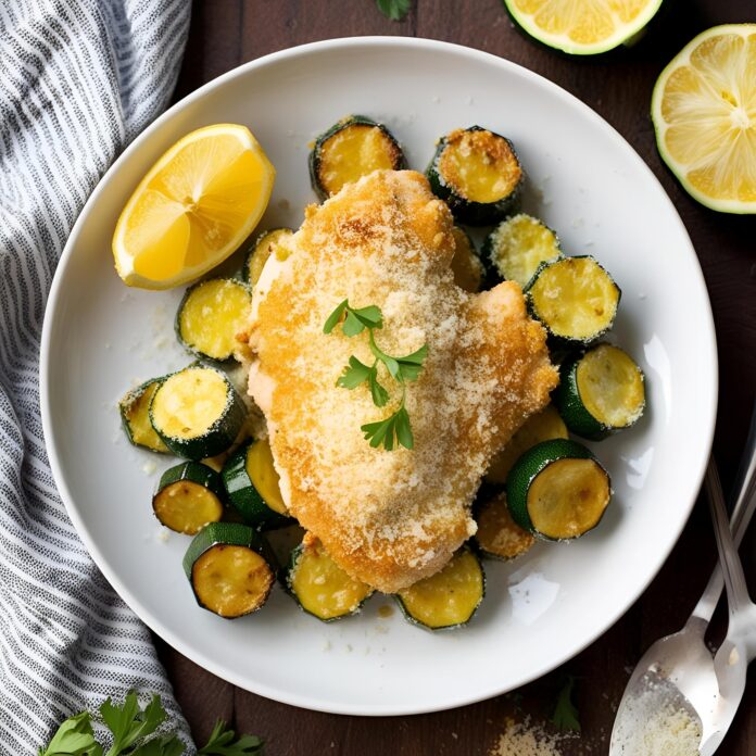 Crispy Parmesan Garlic Chicken and Zucchini Recipe
