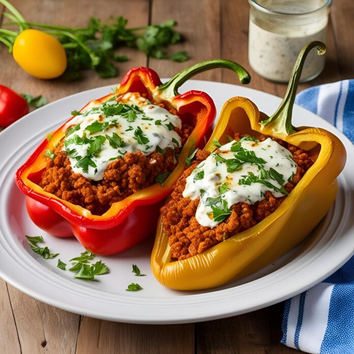 Ground Chicken Greek Stuffed Peppers Recipe